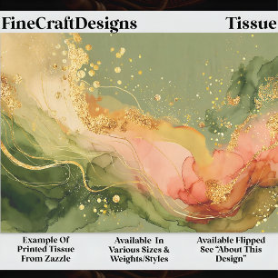 Papel De Seda Coral & Sage Tinta Alcohólica + Decoupage Dorado E