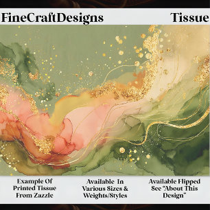 Papel De Seda Coral & Sage Tinta Alcohólica + Decoupage Dorado E