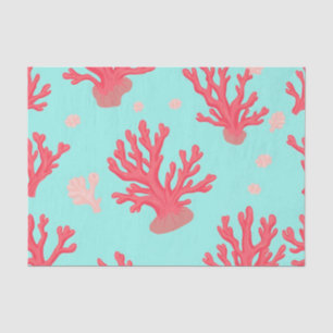 Papel De Seda Coral Teal Brillante Océano Simple Náutico Verano 