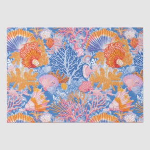 Papel De Seda Coral Turquesa Púrpura Océano Colorido