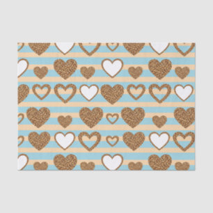 Papel De Seda Corazón a rayas pastel de moda con detalles dorado