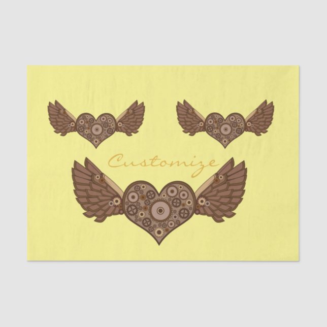 Papel De Seda Corazón alado Steampunk con Gears Thunder_Cove (Anverso)