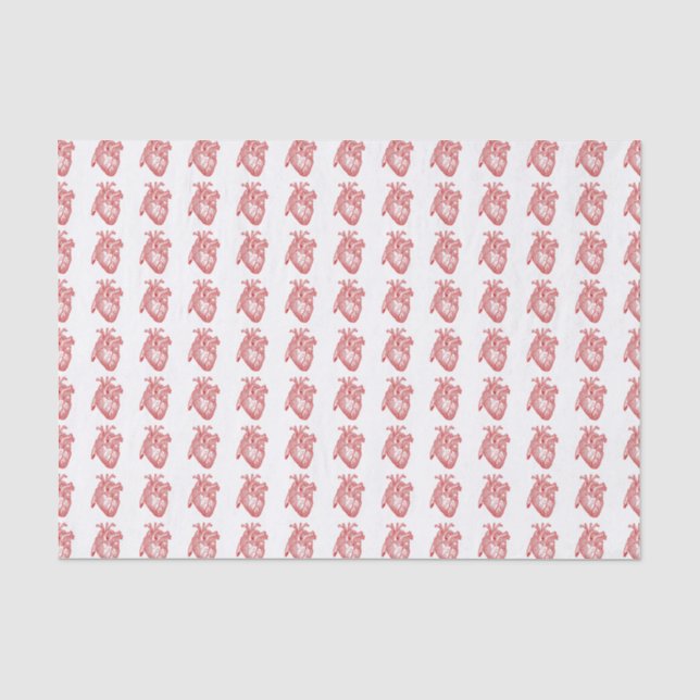Papel De Seda Corazón Anatómico de la Antigüedad Roja (Anverso)
