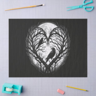 Papel De Seda Corazón Árbol Cuervo Cuervo 