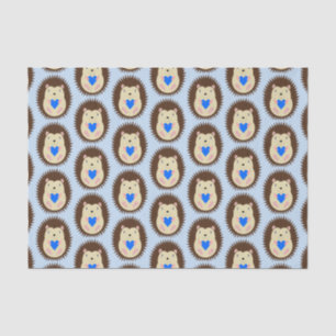Papel De Seda Corazón Azul Niño Bebé Erizo Patrón