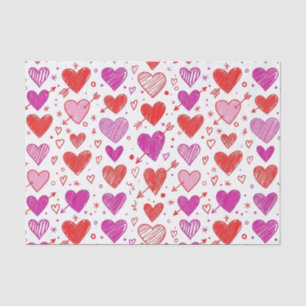 Papel De Seda Corazón blanco rojo con acentos de flecha de Cupid