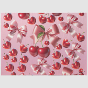 Papel De Seda Corazón Coqueto Patrón de Lazo de Cereza