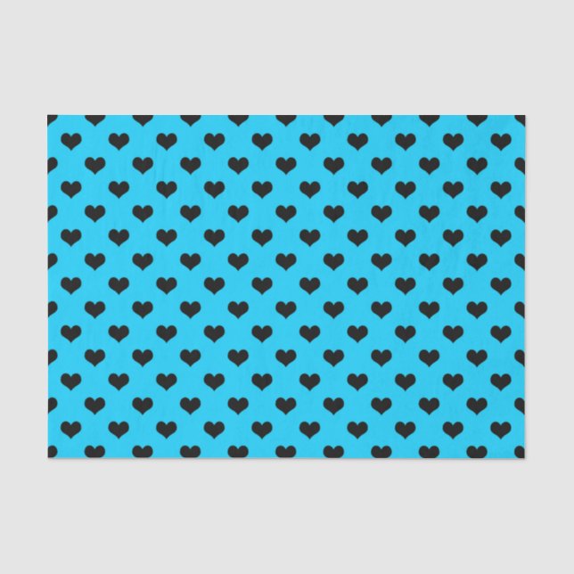 Papel De Seda Corazón De Amor Negro Sobre Fondo Azul (Anverso)