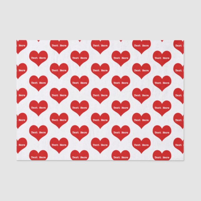 Papel De Seda Corazón de amor rojo personalizado (Anverso)