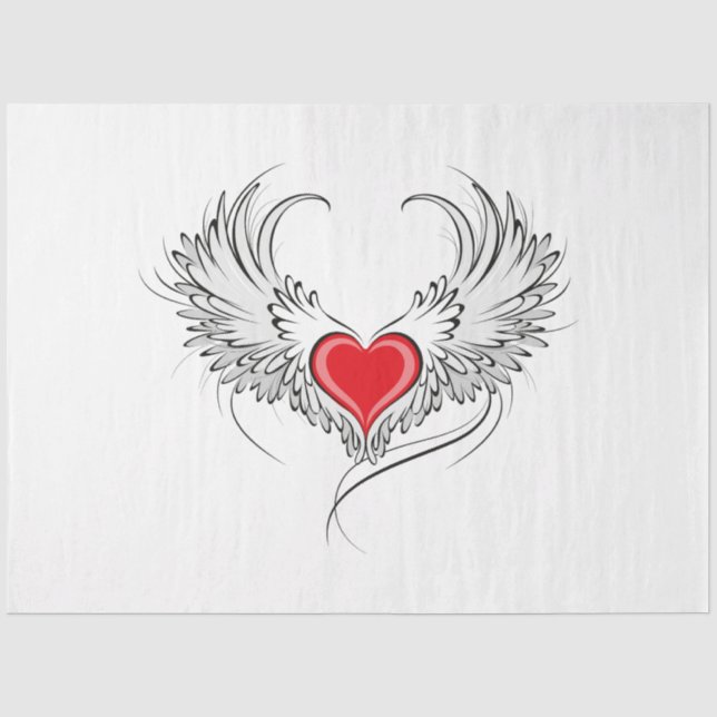 Papel De Seda Corazón de Ángel Rojo con alas (Anverso)