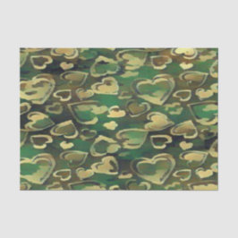 Papel De Seda Corazón de Camoflauge Verde