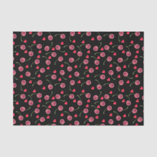 Papel De Seda Corazón de cerezo acuarela