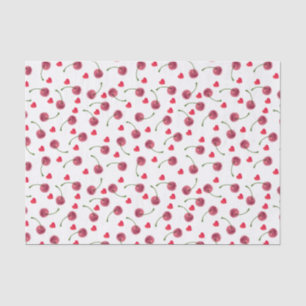 Papel De Seda Corazón de cerezo acuarela