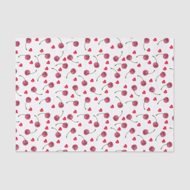 Papel De Seda Corazón de cerezo acuarela (Anverso)
