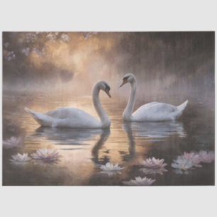 Papel De Seda Corazón de cisne romántico flor de cerezo