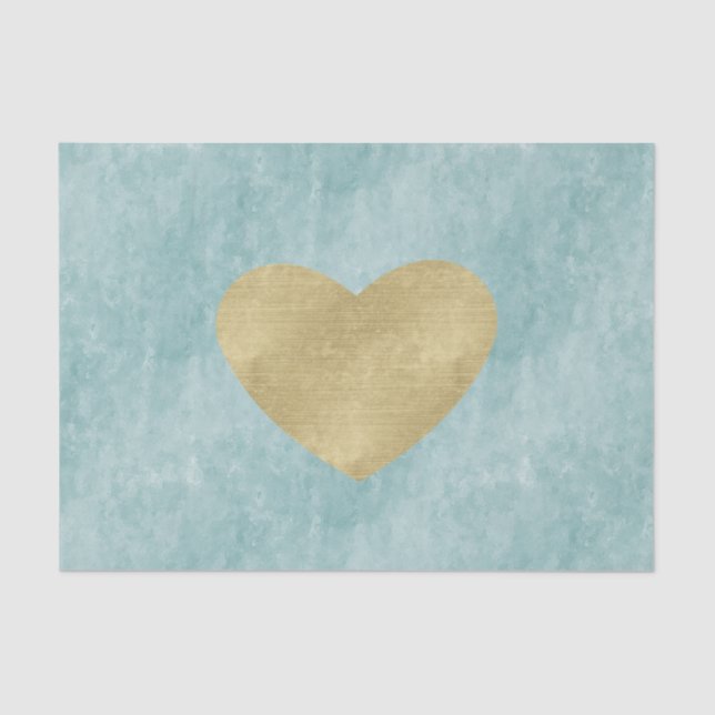 Papel De Seda Corazón de oro azul Bliss (Anverso)