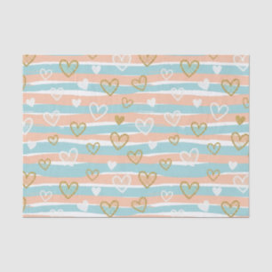 Papel De Seda Corazón de Pastel Suave con Raya y Acento Dorado E