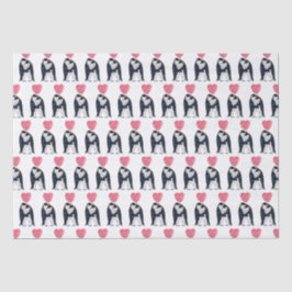 Papel De Seda Corazón de Pingüino Emperador Pareja 