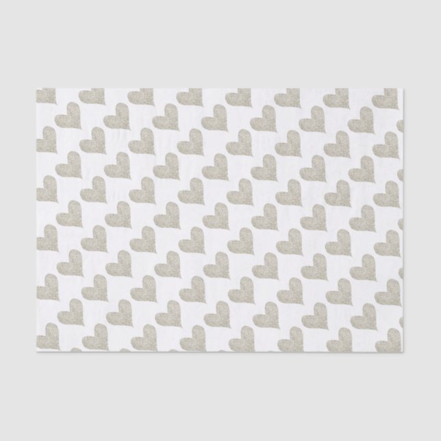 Papel De Seda Corazón de plata del purpurina (Anverso)