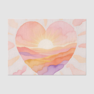Papel De Seda Corazón de puesta de sol Serenidad acuarela