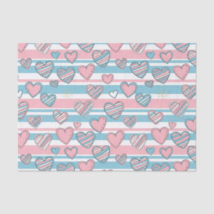 Papel De Seda Corazón de Raya Patrón Pastel Dulce