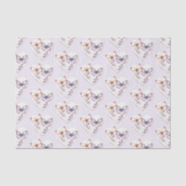 Papel De Seda Corazón Floral Lavanda Mariposas Rosadas Cumpleaño