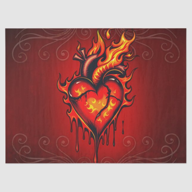 Papel De Seda Corazón inflamante. (Anverso)
