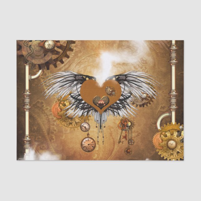 Papel De Seda Corazón maravilloso del steampunk (Anverso)