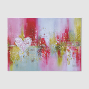 Papel De Seda Corazón moderno de San Valentín con técnica mixta