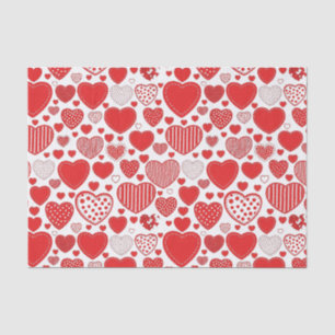Papel De Seda Corazón Negrita Rojo Blanco Negro Doodles Romántic