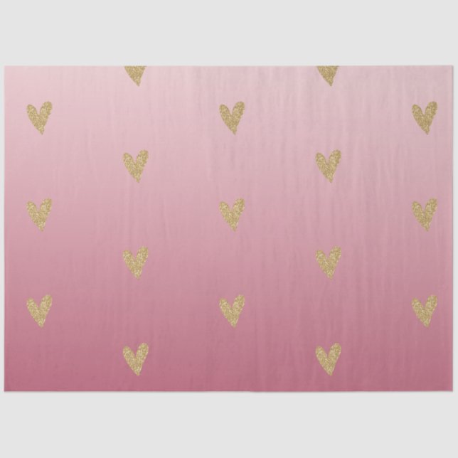 Papel De Seda Corazón Purpurina Ombre Rosa (Anverso)