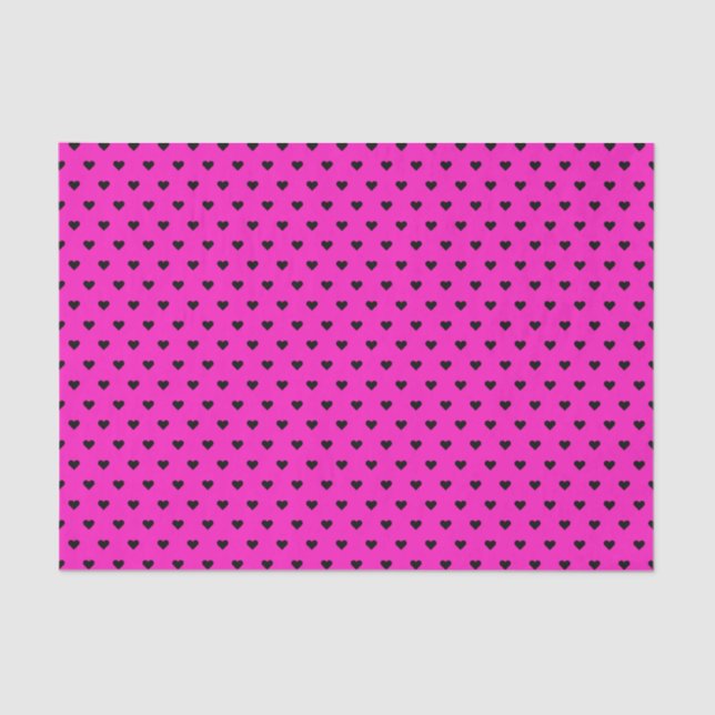 Papel De Seda Corazón rosa y negro caliente | PERSONALIZADO (Anverso)