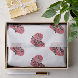 Papel De Seda Corazón Sketchy Rojo Hecho Con Amor