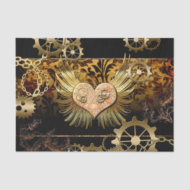 Papel De Seda Corazón Steampunk (Anverso)