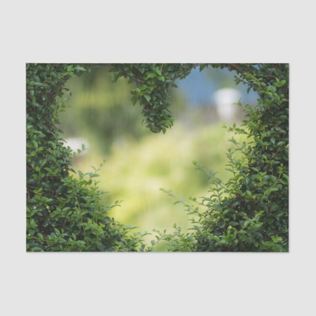 Papel De Seda Corazón Topiario Verde (Anverso)