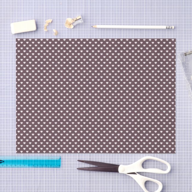 Papel De Seda Corazóncito Micro Punto (Blanco Sobre Marrón) (Artesanía)