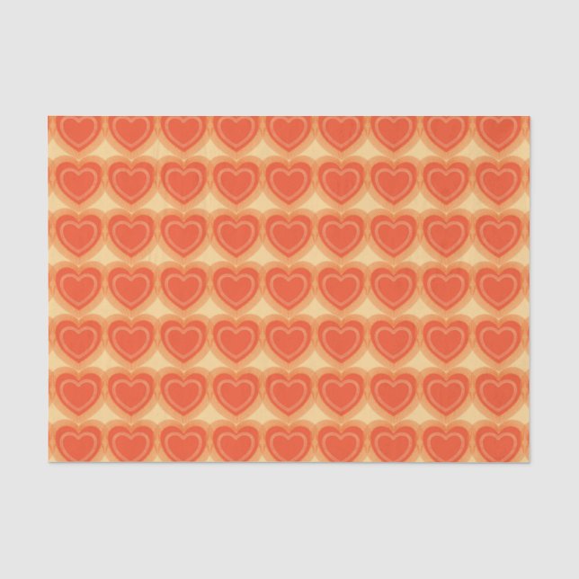 Papel De Seda Corazones abstractos modernos - Naranja mandarín (Anverso)