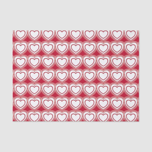 Papel De Seda Corazones abstractos modernos - rojo y blanco (Anverso)
