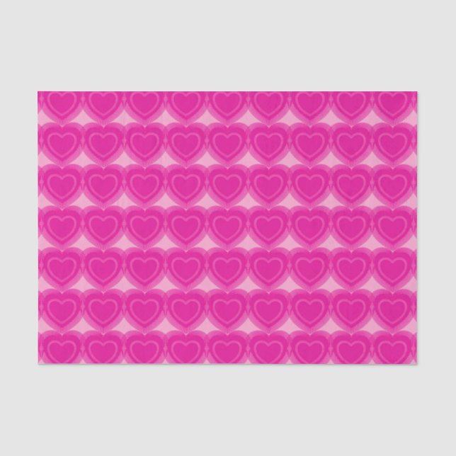 Papel De Seda Corazones abstractos modernos - Rosa de Fuchsia (Anverso)