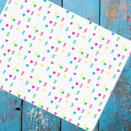 Papel De Seda Corazones arcoiris Tercer cumpleaños