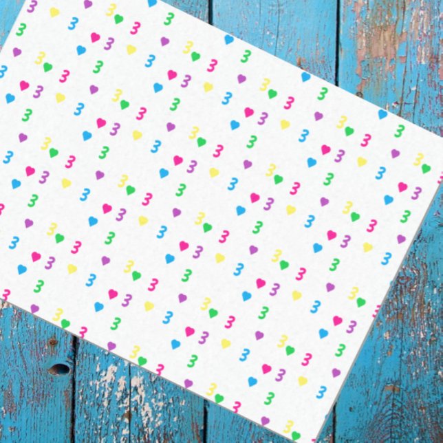 Papel De Seda Corazones arcoiris Tercer cumpleaños (Subido por el creador)