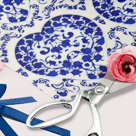 Papel De Seda Corazones azules en cerámica - 6 baldosas - Artesa