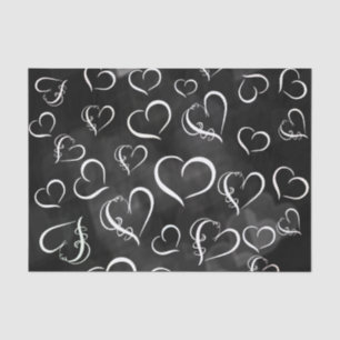 Papel De Seda Corazones Blancos con Fondo Negro