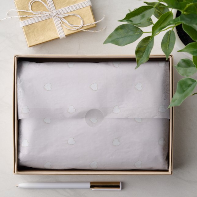 Papel De Seda Corazones Blancos Románticos Día de San Valentín R (Regalo )