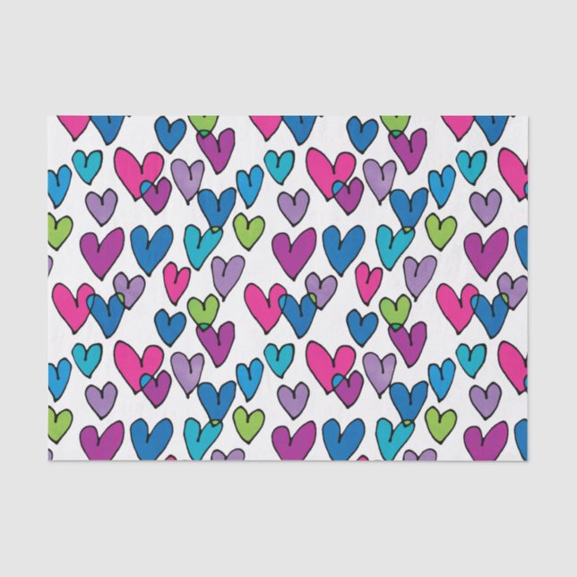 Papel De Seda Corazones coloridos 2 (Anverso)
