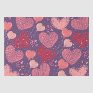 Papel De Seda Corazones coloridos con un patrón púrpura
