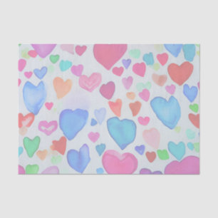 Papel De Seda Corazones de acuarela