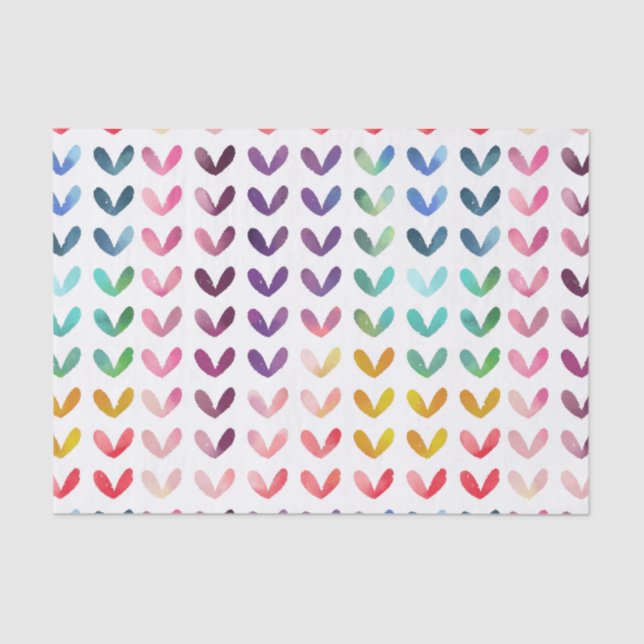 Papel De Seda Corazones de acuarela (Anverso)