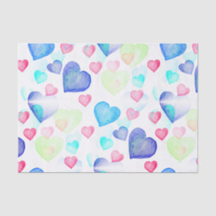 Papel De Seda Corazones de acuarela