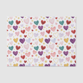 Papel De Seda Corazones de Acuarela Caprichosos: Brillo Dorado
